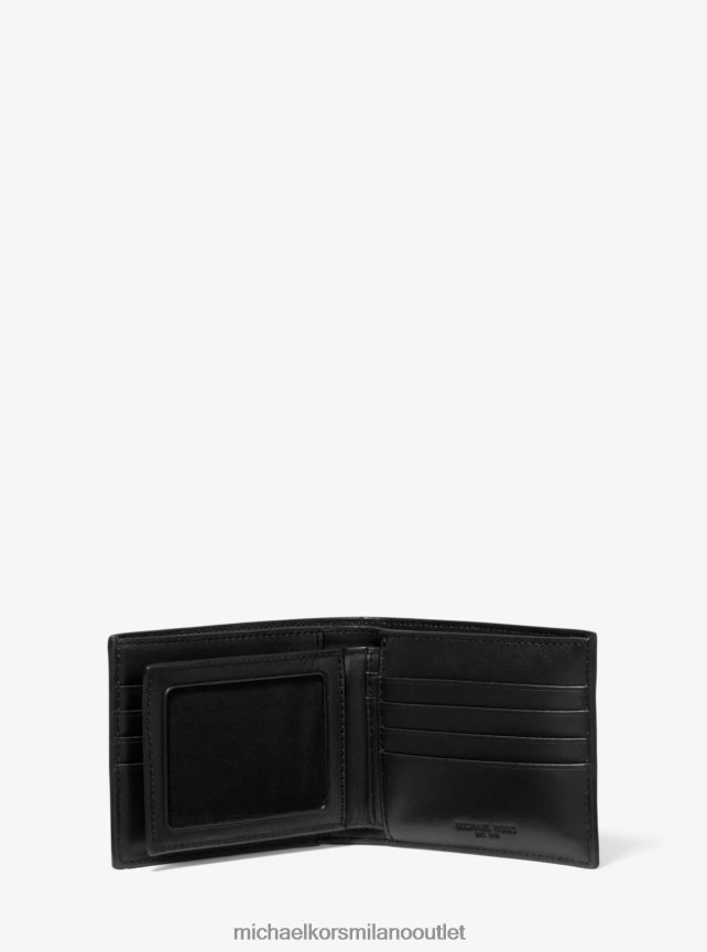 Michael Kors Portafoglio Harrison in pelle a grana incrociata con passcase uomini nero P06L0L3198 Accessori