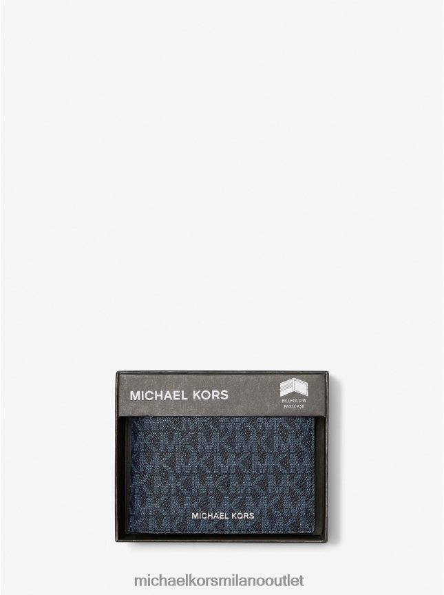 Michael Kors Portafoglio porta banconote con logo Harrison e portamonete uomini admrl/plblue P06L0L3219 Accessori