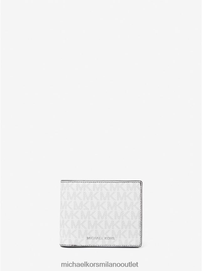 Michael Kors Portafoglio porta banconote con logo Harrison e portamonete uomini bianco brillante P06L0L3214 Accessori
