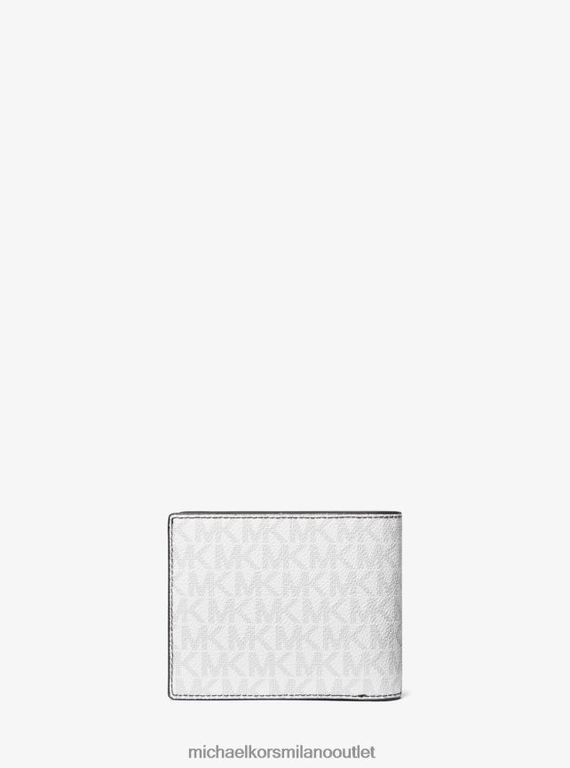 Michael Kors Portafoglio porta banconote con logo Harrison e portamonete uomini bianco brillante P06L0L3214 Accessori