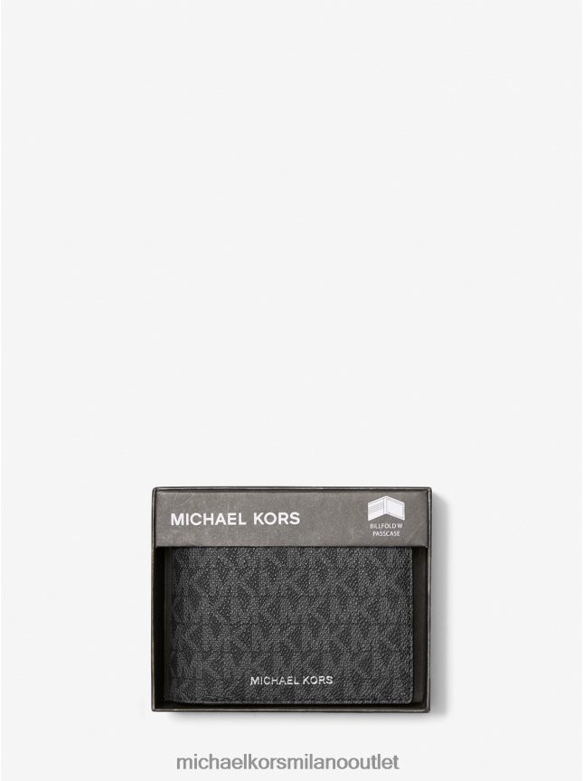 Michael Kors Portafoglio porta banconote con logo Harrison e portamonete uomini nero P06L0L3218 Accessori