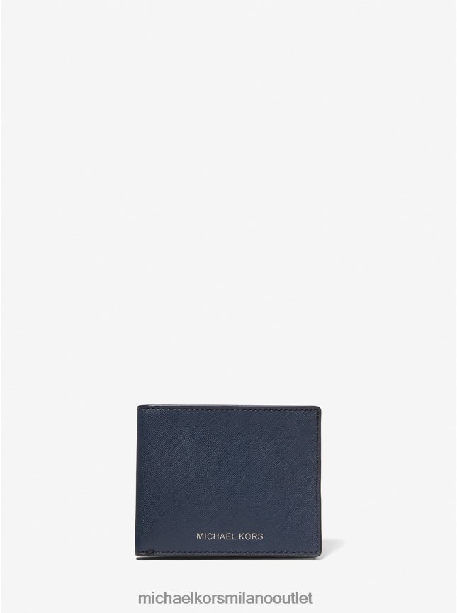 Michael Kors Portafoglio sottile Harrison in pelle a grana incrociata uomini Marina Militare P06L0L3230 Accessori