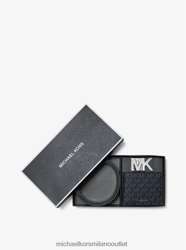 Michael Kors set con cintura con logo e portafoglio a portafoglio uomini admrl/plblue P06L0L3237 Accessori
