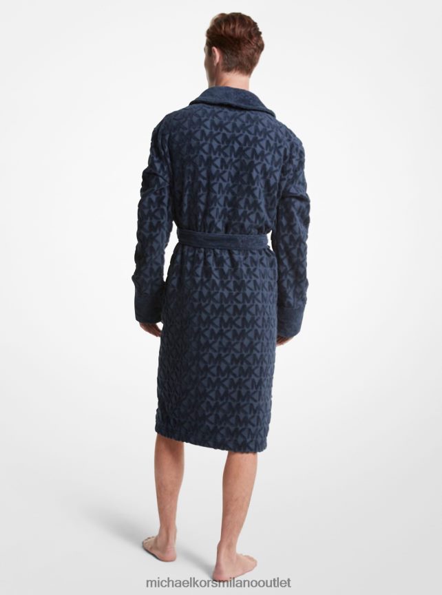 Michael Kors Vestaglia in spugna di cotone con logo uomini ammiraglio blu P06L0L3179 vestiario