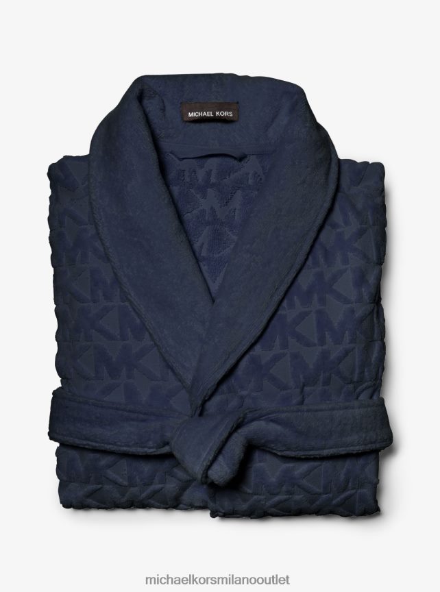 Michael Kors Vestaglia in spugna di cotone con logo uomini ammiraglio blu P06L0L3179 vestiario