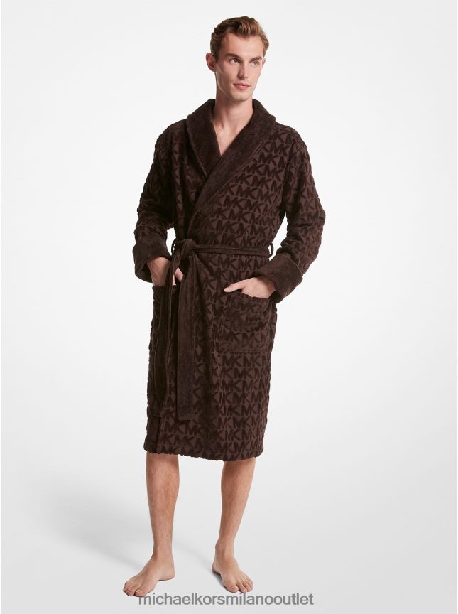 Michael Kors Vestaglia in spugna di cotone con logo uomini cioccolato P06L0L3180 vestiario