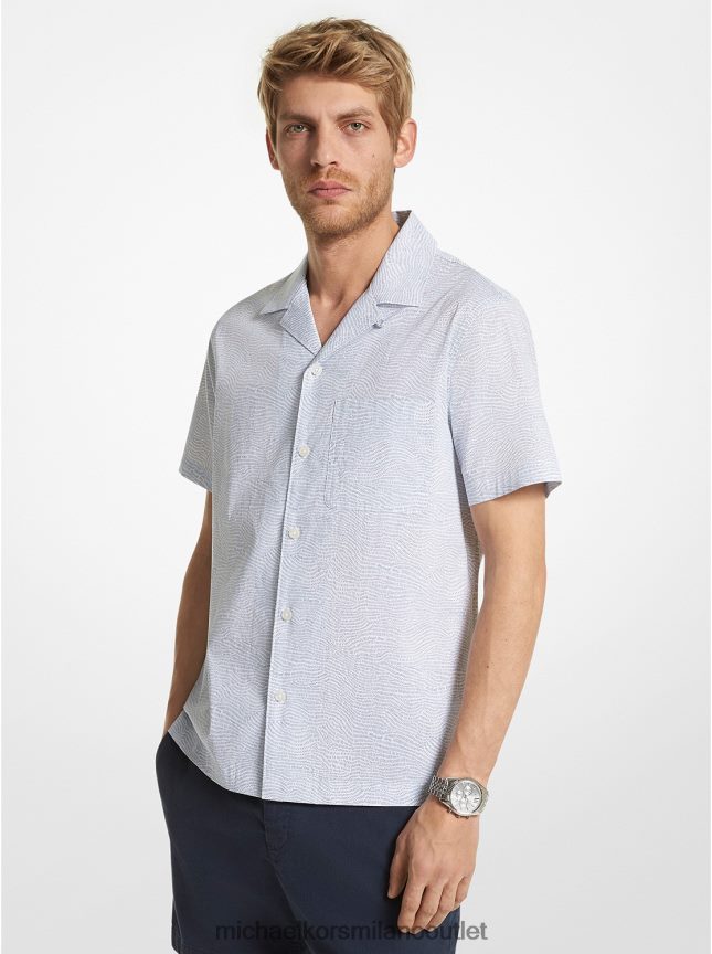 Michael Kors camicia a maniche corte in cotone stretch stampato uomini bianco P06L0L3122 vestiario