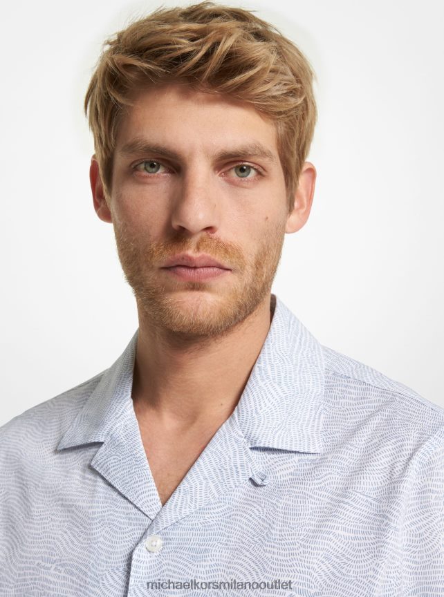 Michael Kors camicia a maniche corte in cotone stretch stampato uomini bianco P06L0L3122 vestiario