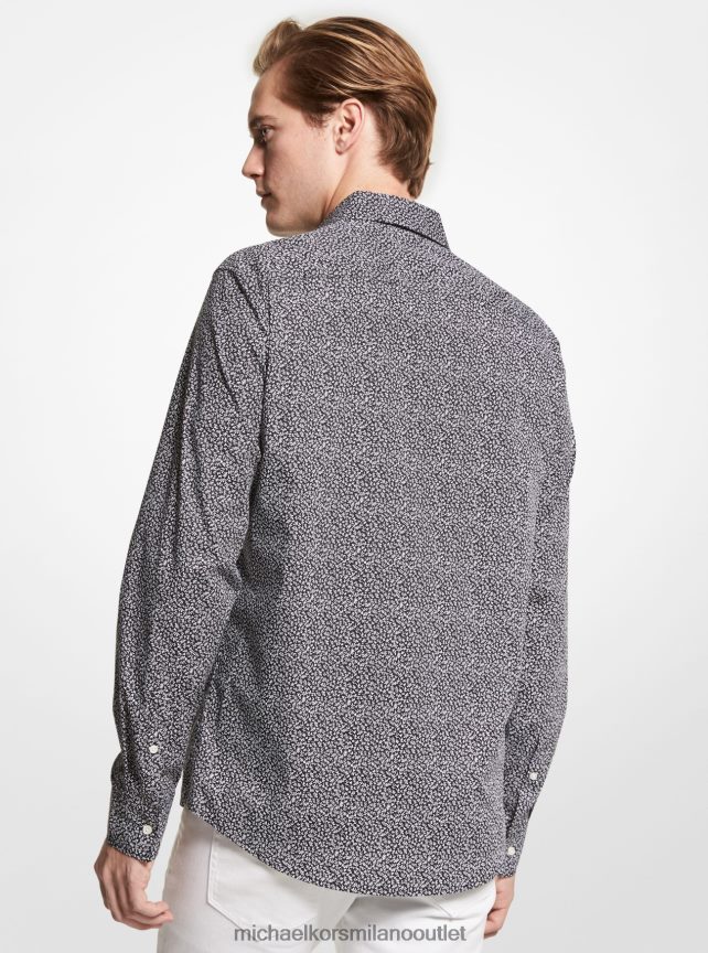 Michael Kors camicia slim fit in cotone stretch con stampa botanica uomini nero P06L0L3135 vestiario