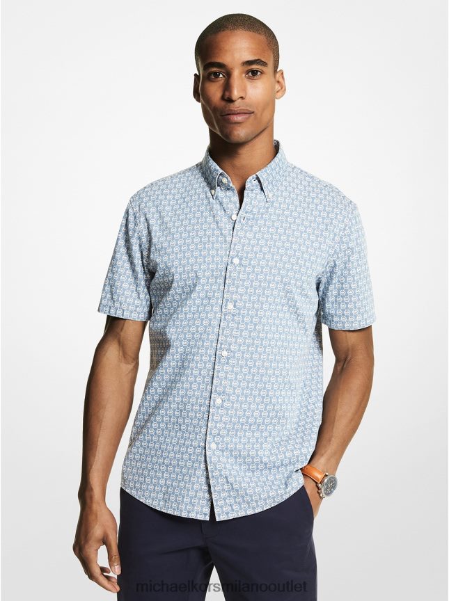 Michael Kors camicia slim fit in cotone stretch logato uomini chambray P06L0L3130 vestiario