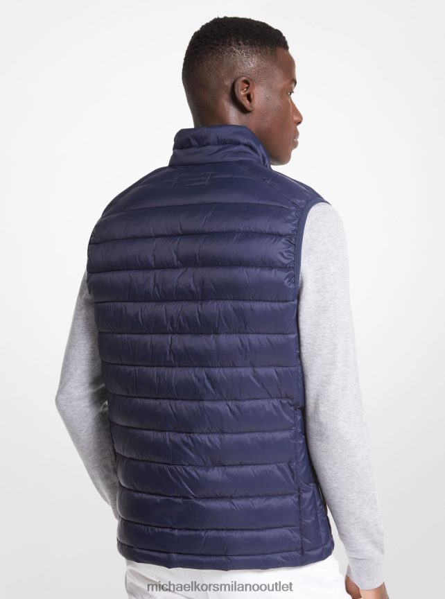 Michael Kors Gilet imbottito in nylon trapuntato con fettuccia logata uomini mezzanotte P06L0L2795 vestiario