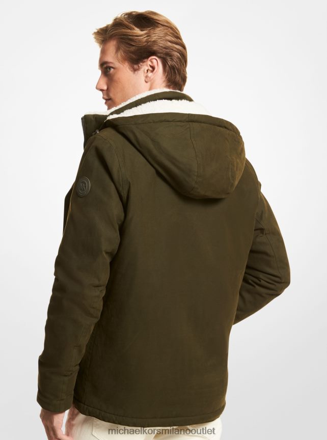 Michael Kors Parka in misto cotone con finiture in finto sherpa uomini edera P06L0L2846 vestiario