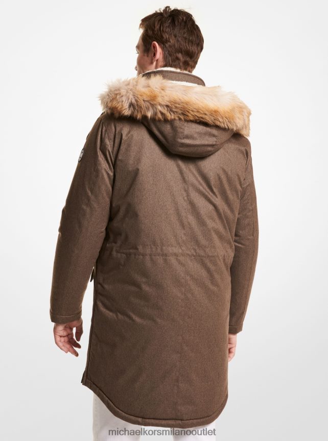 Michael Kors Parka intrecciato con finiture in pelliccia sintetica uomini melange di buccia P06L0L2801 vestiario