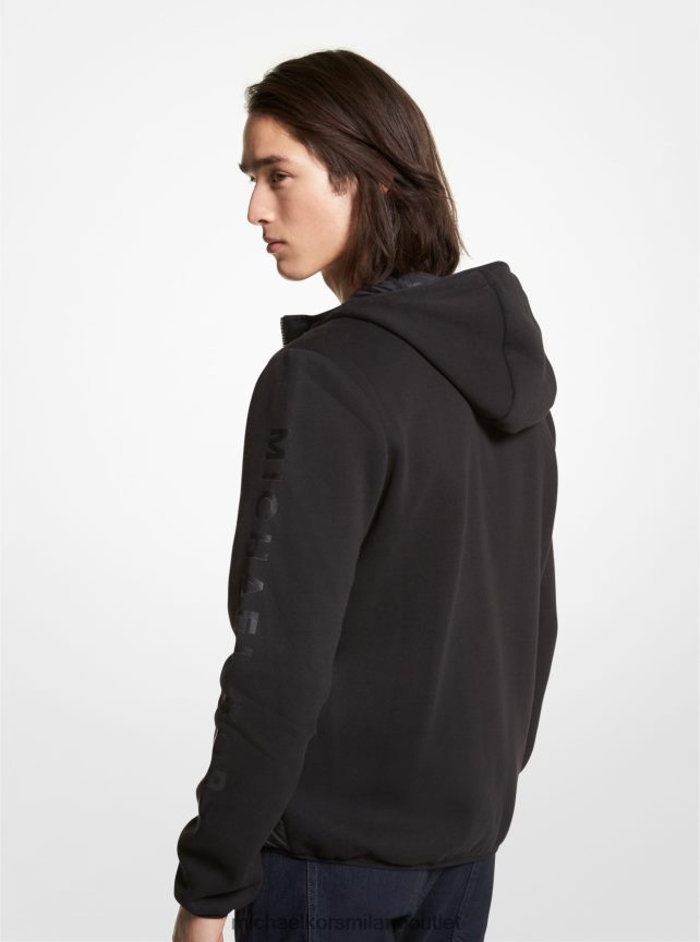 Michael Kors giubbotto in nylon trapuntato mimetico con cappuccio uomini nero P06L0L2822 vestiario