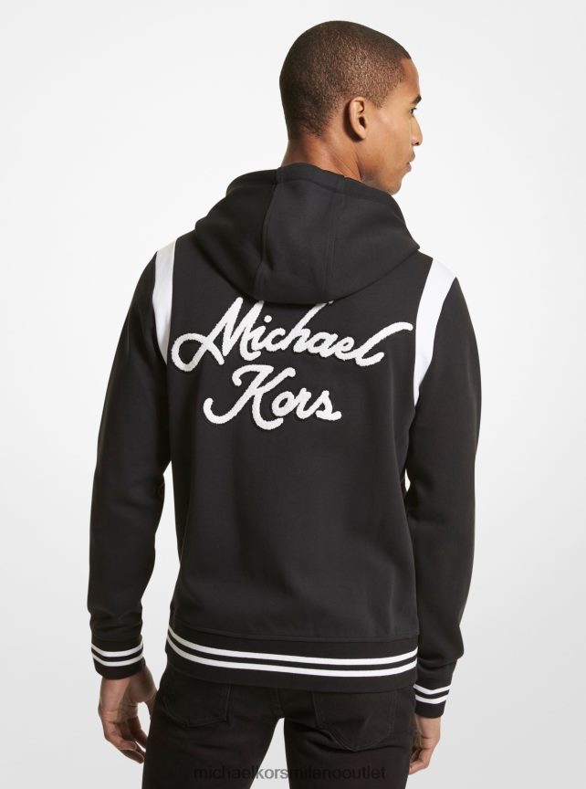 Michael Kors Felpa con cappuccio e zip in jersey ricamato uomini nero P06L0L3001 vestiario