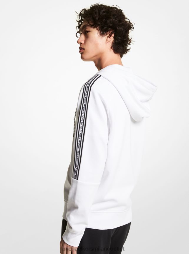 Michael Kors Felpa con cappuccio e zip in misto cotone con fettuccia con logo uomini bianco P06L0L2933 vestiario