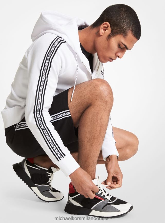 Michael Kors Felpa con cappuccio e zip in misto cotone con fettuccia con logo uomini bianco P06L0L3029 vestiario