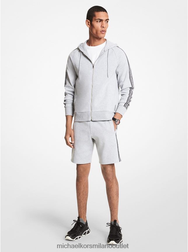 Michael Kors Felpa con cappuccio e zip in misto cotone con fettuccia con logo uomini grigio erica P06L0L3030 vestiario