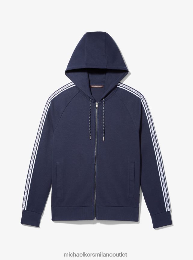 Michael Kors Felpa con cappuccio e zip in misto cotone con fettuccia con logo uomini mezzanotte P06L0L3028 vestiario