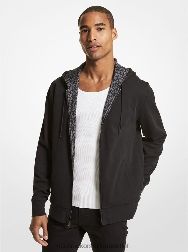 Michael Kors Felpa con cappuccio e zip in misto cotone con logo reversibile uomini nero P06L0L2958 vestiario