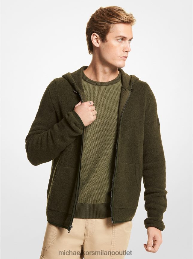 Michael Kors Felpa con cappuccio e zip in misto cotone spazzolato uomini edera P06L0L3036 vestiario