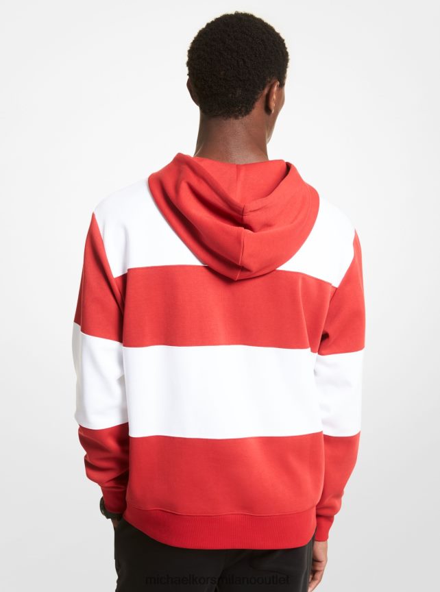 Michael Kors Felpa rugby con cappuccio in misto cotone a righe uomini cremisi P06L0L3022 vestiario