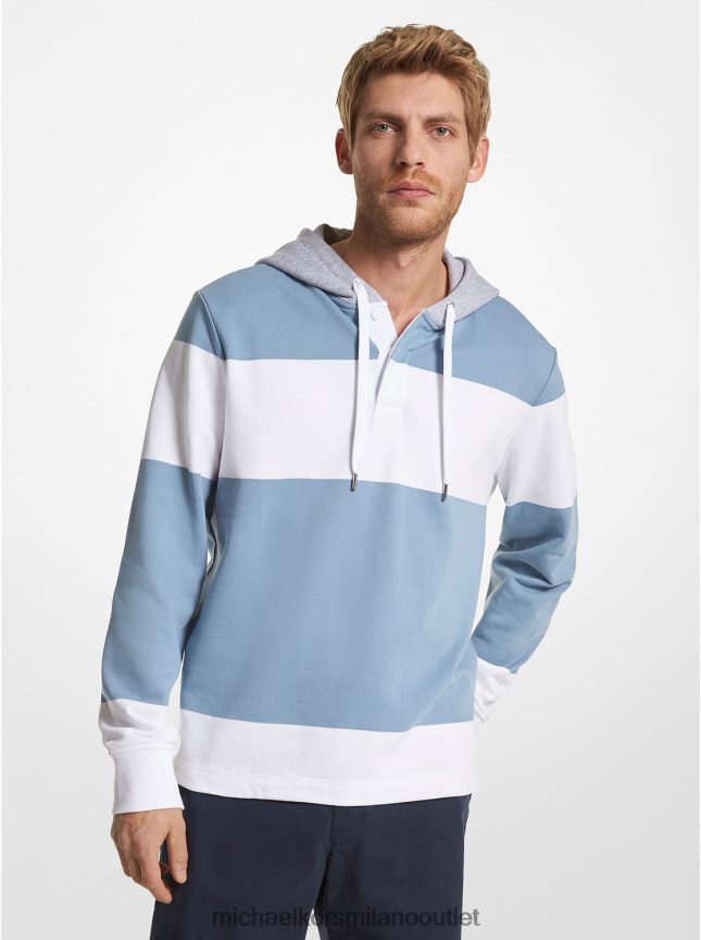 Michael Kors Felpa rugby in spugna di misto cotone a righe uomini chambray P06L0L2944 vestiario