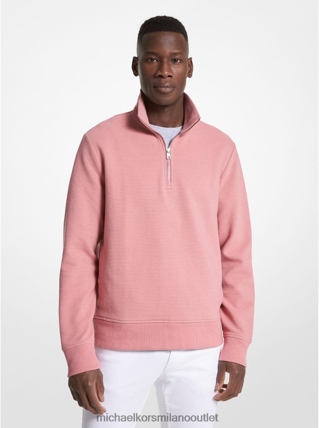 Michael Kors Maglia mezza zip in misto cotone uomini rosa polverosa P06L0L2986 vestiario