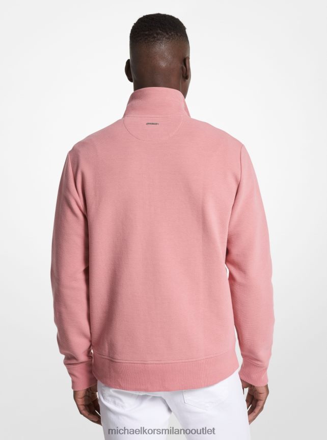 Michael Kors Maglia mezza zip in misto cotone uomini rosa polverosa P06L0L2986 vestiario