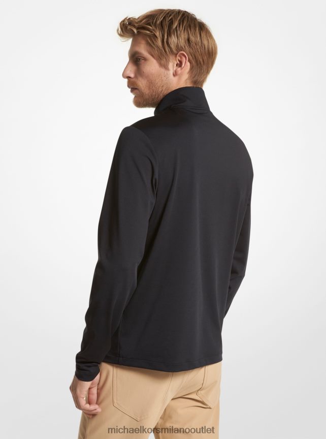 Michael Kors Maglione con zip a un quarto in maglia elasticizzata con logo golf uomini nero P06L0L2992 vestiario