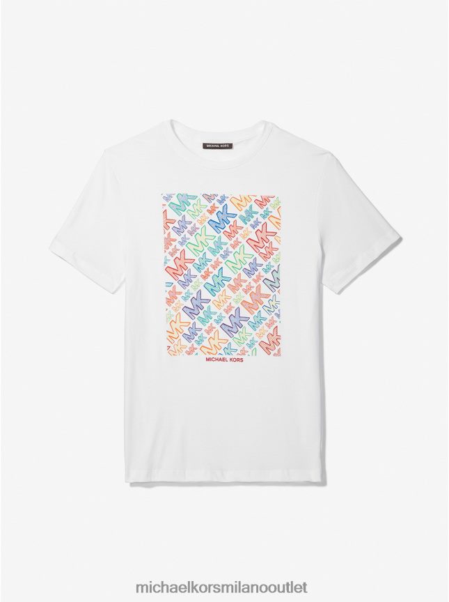 Michael Kors T-shirt in jersey di cotone con logo grafico Pride uomini bianco P06L0L3002 vestiario