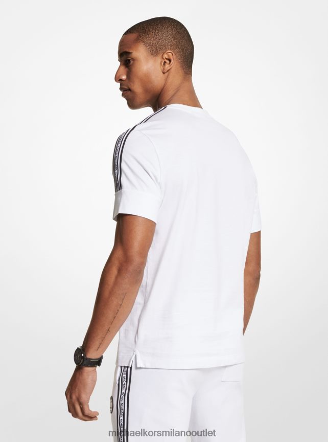 Michael Kors T-shirt in jersey di cotone con tape logato uomini bianco P06L0L2924 vestiario