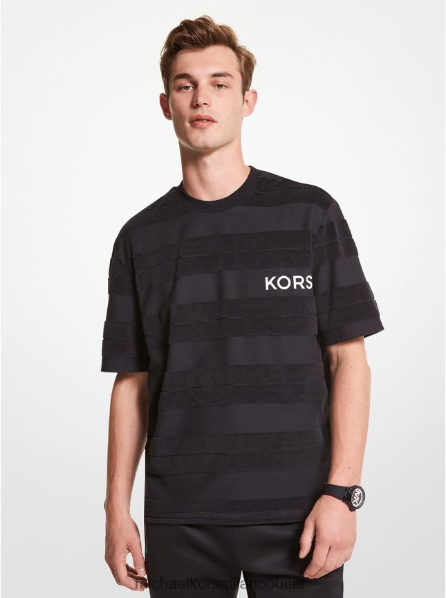 Michael Kors T-shirt in spugna con logo a righe uomini nero P06L0L3000 vestiario