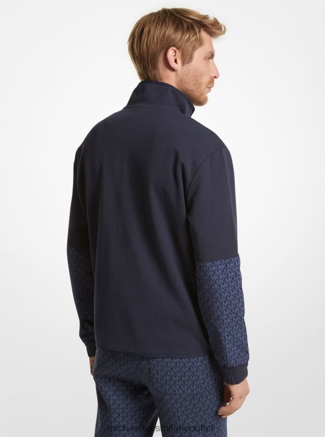 Michael Kors felpa con mezza zip in misto cotone con finiture con logo uomini mezzanotte P06L0L2994 vestiario