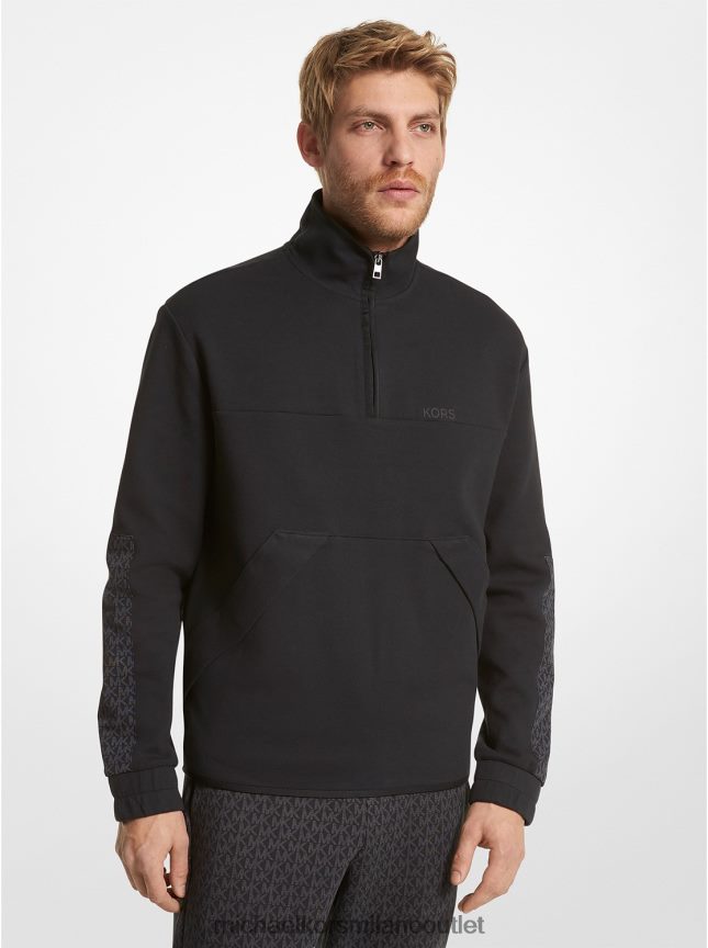 Michael Kors felpa con mezza zip in misto cotone con finiture con logo uomini nero P06L0L2995 vestiario