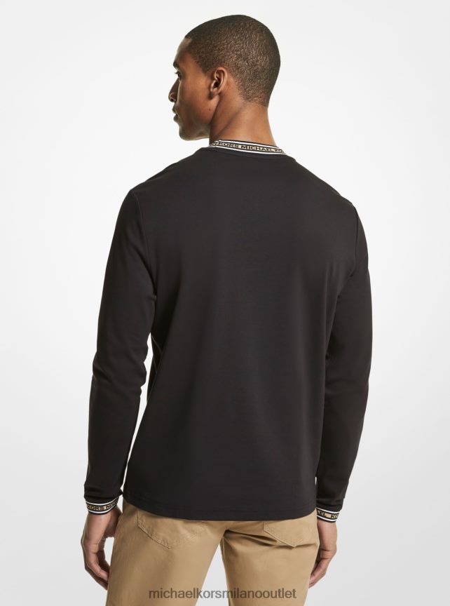 Michael Kors felpa girocollo in cotone con tape logato uomini nero P06L0L2937 vestiario