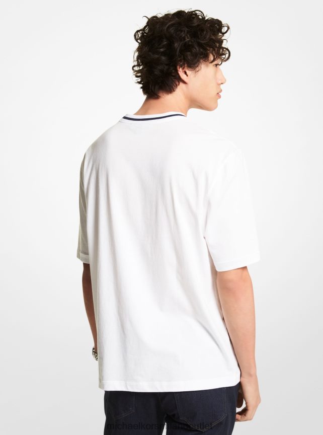Michael Kors t-shirt in cotone aviatore floreale uomini bianco P06L0L2981 vestiario