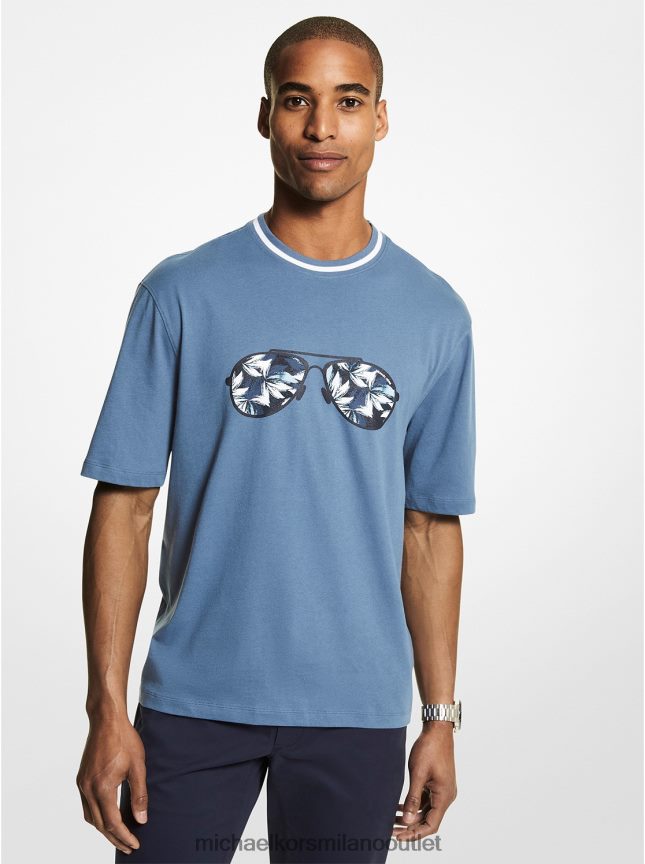 Michael Kors t-shirt in cotone aviatore floreale uomini dk chambray P06L0L2980 vestiario