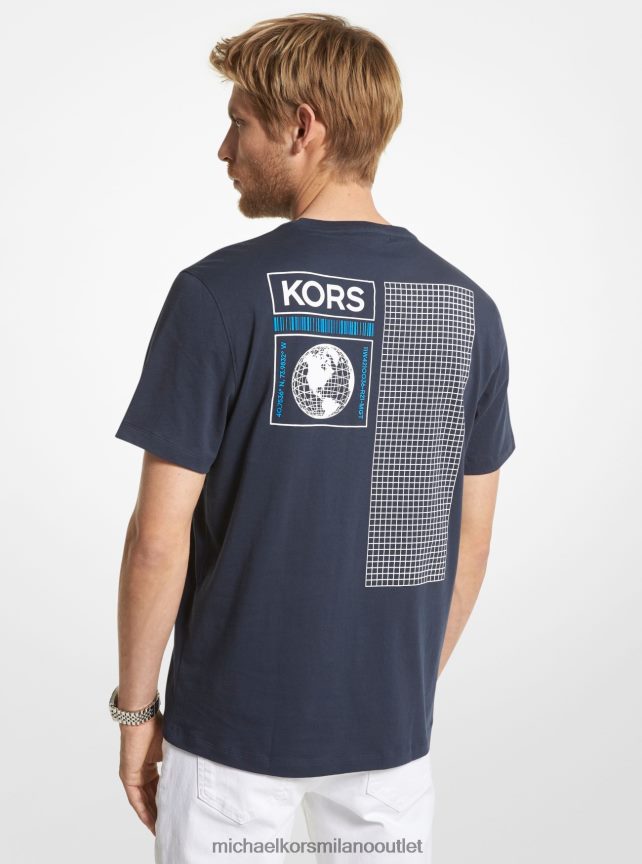 Michael Kors t-shirt in cotone con logo grafico uomini mezzanotte P06L0L2996 vestiario