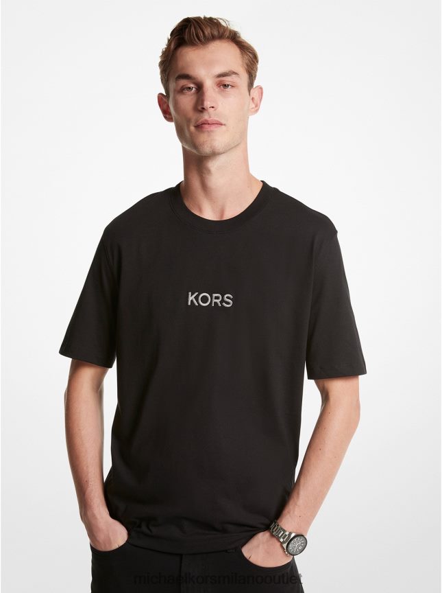 Michael Kors t-shirt in cotone con logo ricamato uomini nero P06L0L2985 vestiario
