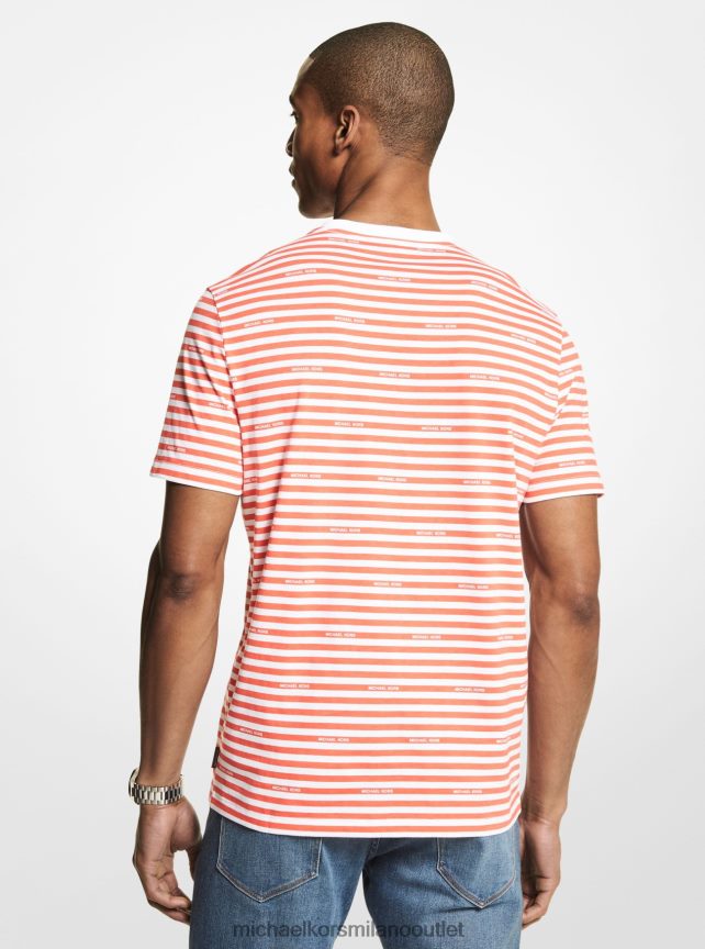 Michael Kors t-shirt in jersey di cotone a righe con logo uomini Sangria P06L0L3009 vestiario