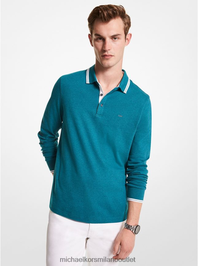 Michael Kors Polo Greenwich in cotone a maniche lunghe uomini calore de gren P06L0L2896 vestiario