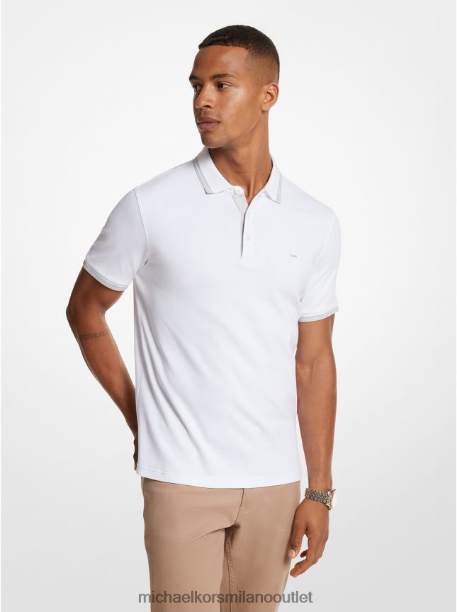 Michael Kors Polo in cotone Greenwich uomini bianco P06L0L2877 vestiario