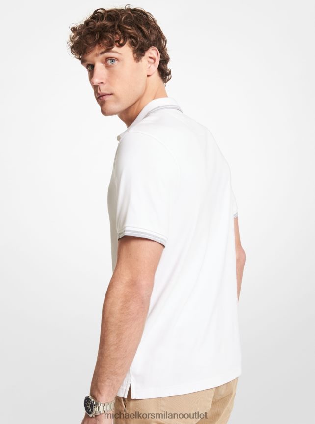 Michael Kors Polo in cotone Greenwich uomini bianco P06L0L2886 vestiario