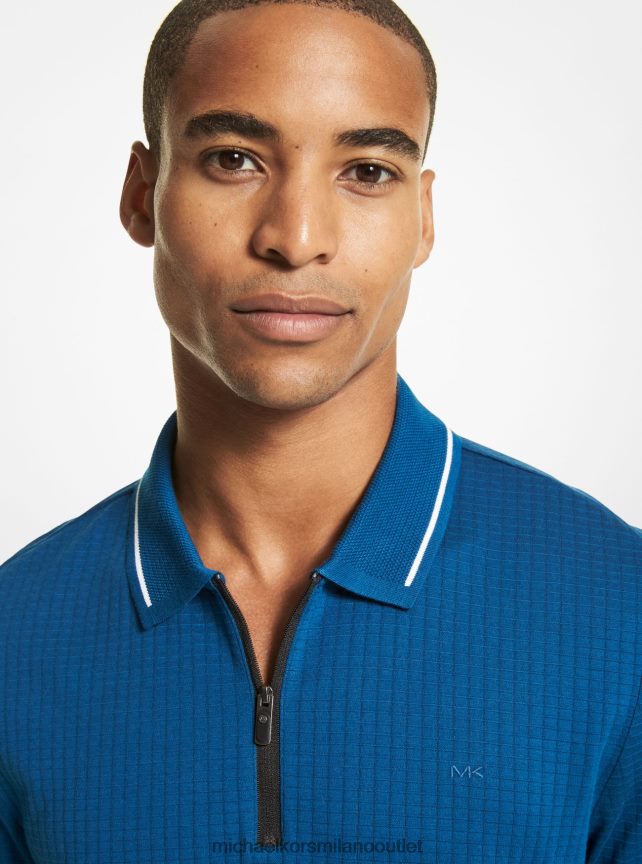 Michael Kors Polo in cotone con lavorazione waffle uomini fiume blu P06L0L2865 vestiario