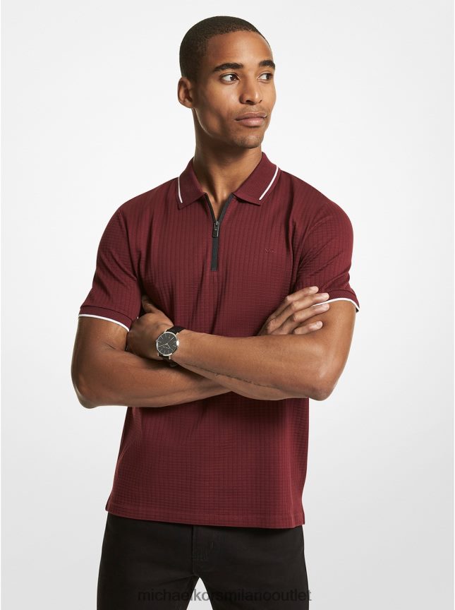 Michael Kors Polo in cotone con lavorazione waffle uomini merlot P06L0L2864 vestiario