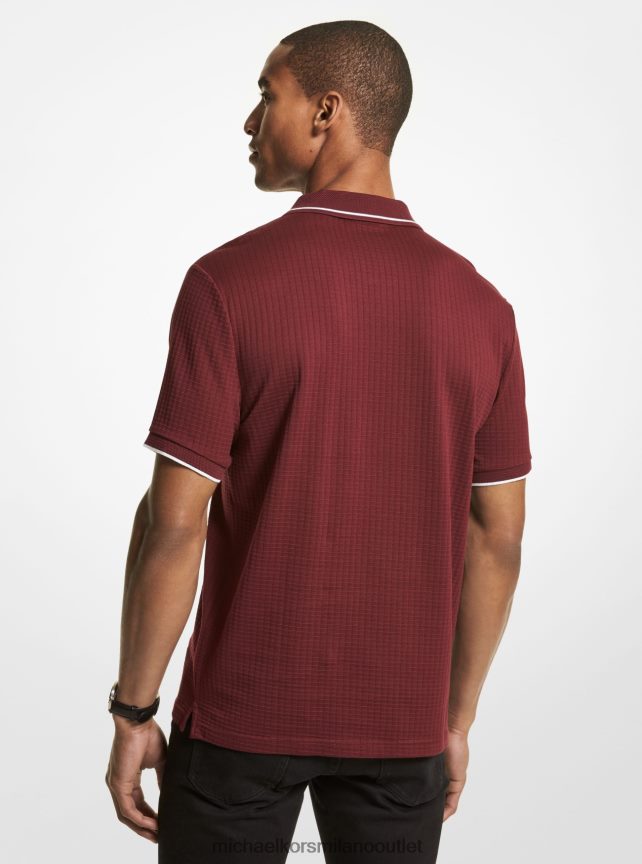 Michael Kors Polo in cotone con lavorazione waffle uomini merlot P06L0L2864 vestiario