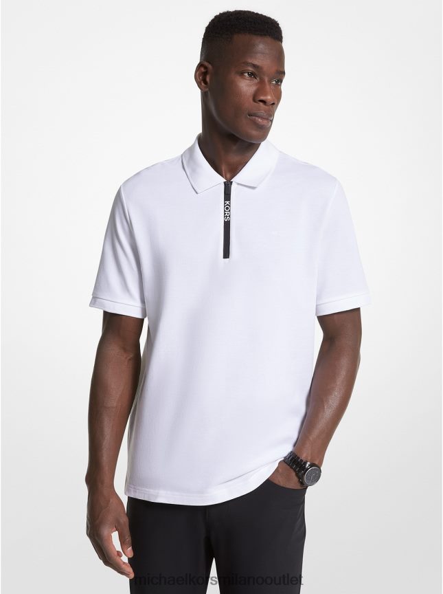 Michael Kors Polo in cotone con mezza zip uomini bianco P06L0L2873 vestiario