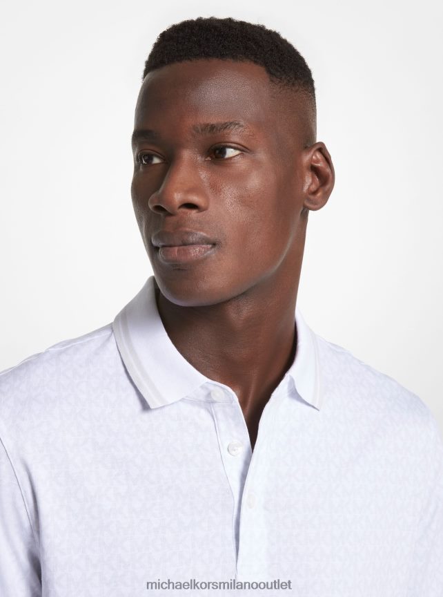 Michael Kors Polo in jersey di cotone con stampa logo Greenwich uomini bianco P06L0L2867 vestiario