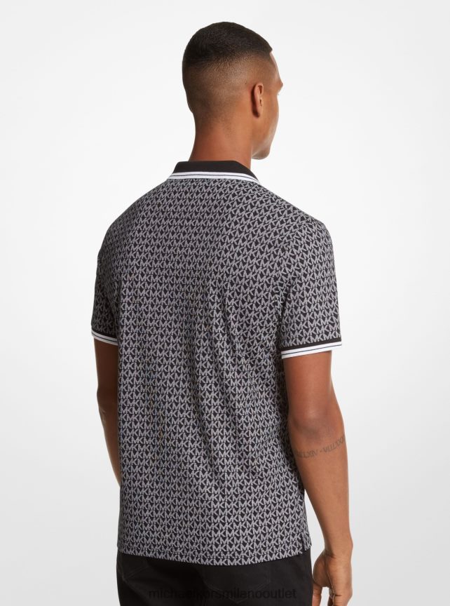 Michael Kors Polo in jersey di cotone con stampa logo Greenwich uomini nero P06L0L2869 vestiario